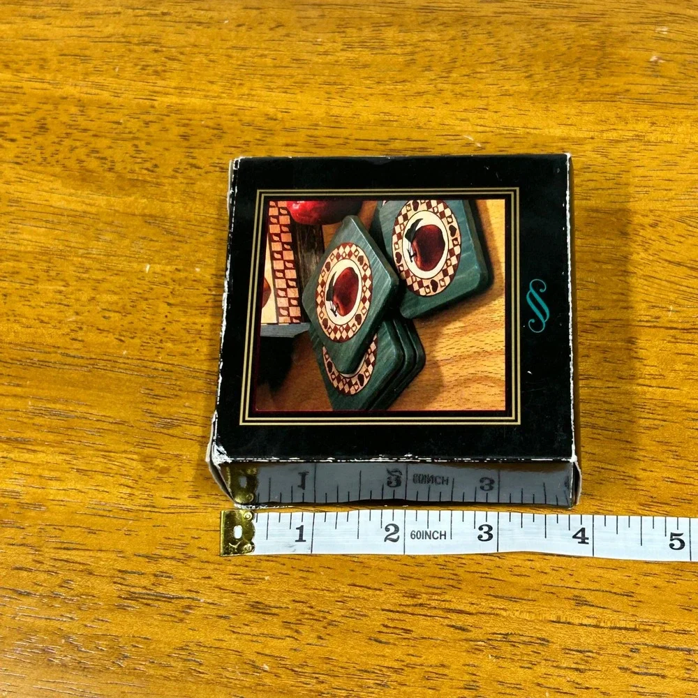 Nobel Hall Farm Fruit Coasters Set of 6 Apple Design Green Red Cottage